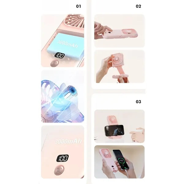 3-In-1 Mini Fan 3,000mah Power Bank
