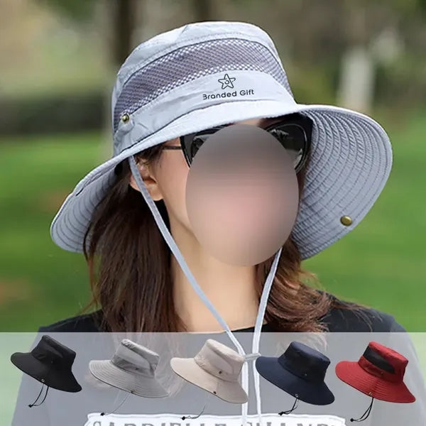 Unisex Breathable Wide Brim Bucket UPF50+ Sun Fishing Hat