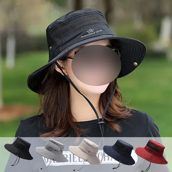 Unisex Breathable Wide Brim Bucket UPF50+ Sun Fishing Hat