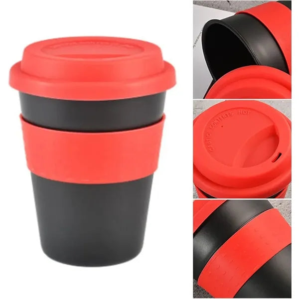 Portable Drinkware Coffee Plastic Cup With Silicone Lid