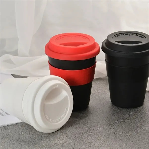 Portable Drinkware Coffee Plastic Cup With Silicone Lid