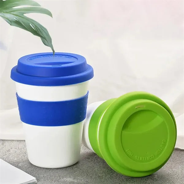 Portable Drinkware Coffee Plastic Cup With Silicone Lid