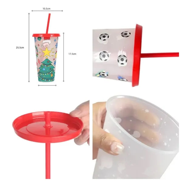24Oz Cold Color Changing Cup w/ Lid Straw