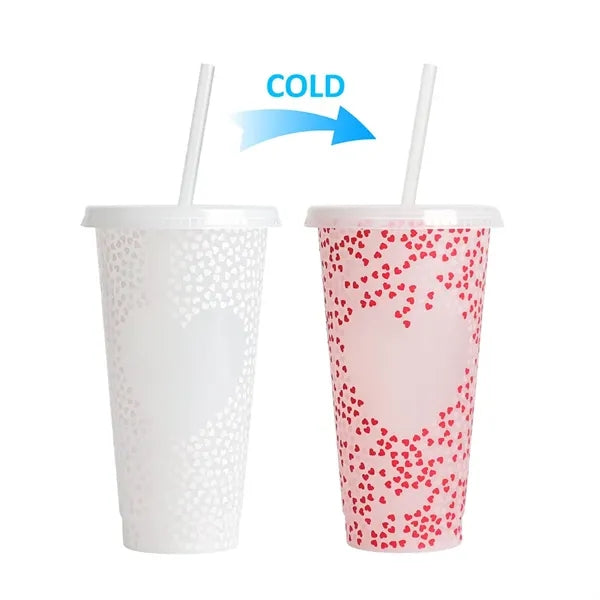 24Oz Cold Color Changing Cup w/ Lid Straw