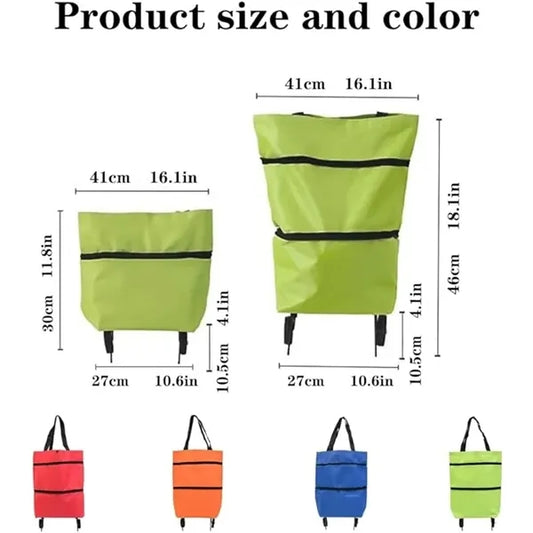 Oxford Foldable Shopping Grocery Bag Trolley Cart w/Wheels