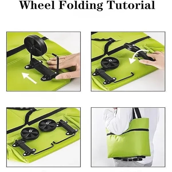 Oxford Foldable Shopping Grocery Bag Trolley Cart w/Wheels