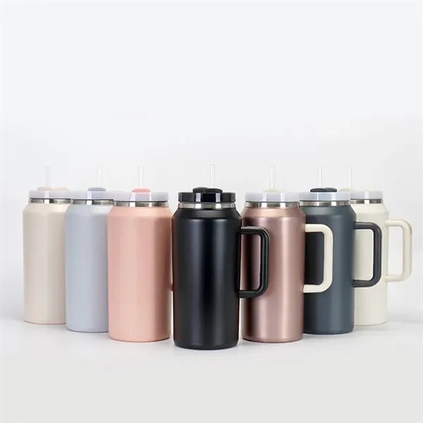 64oz Stainless Steel Insulated Coffee Travel Straw Mug Cup