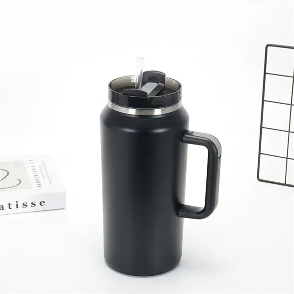 64oz Stainless Steel Insulated Coffee Travel Straw Mug Cup