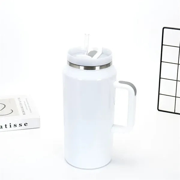 64oz Stainless Steel Insulated Coffee Travel Straw Mug Cup
