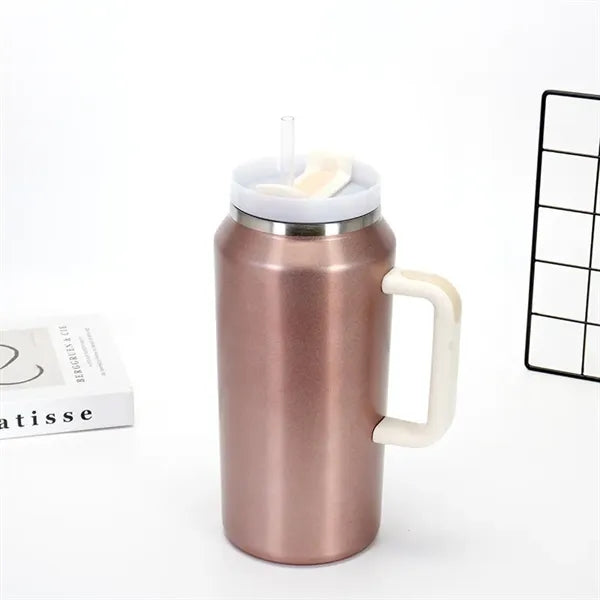 64oz Stainless Steel Insulated Coffee Travel Straw Mug Cup
