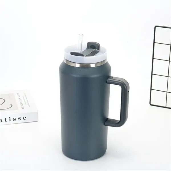 64oz Stainless Steel Insulated Coffee Travel Straw Mug Cup