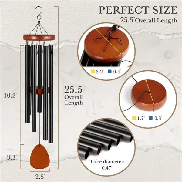 25.5"Black Memorial Wind Chimes for Loss of Loved One/Pets