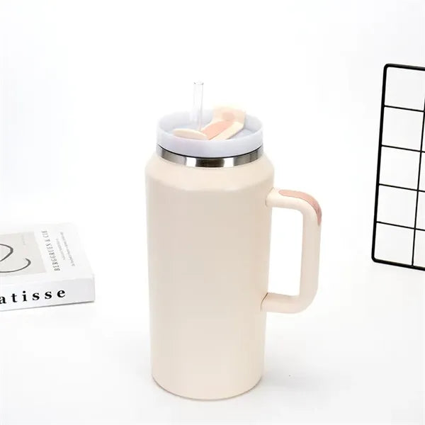 64oz Stainless Steel Insulated Coffee Travel Straw Mug Cup