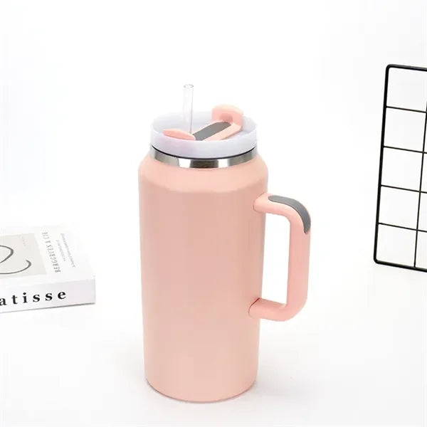 64oz Stainless Steel Insulated Coffee Travel Straw Mug Cup