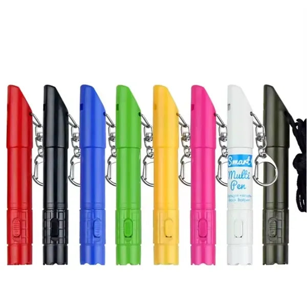Multi-function Flashlight Whistle Ballpoint Pen