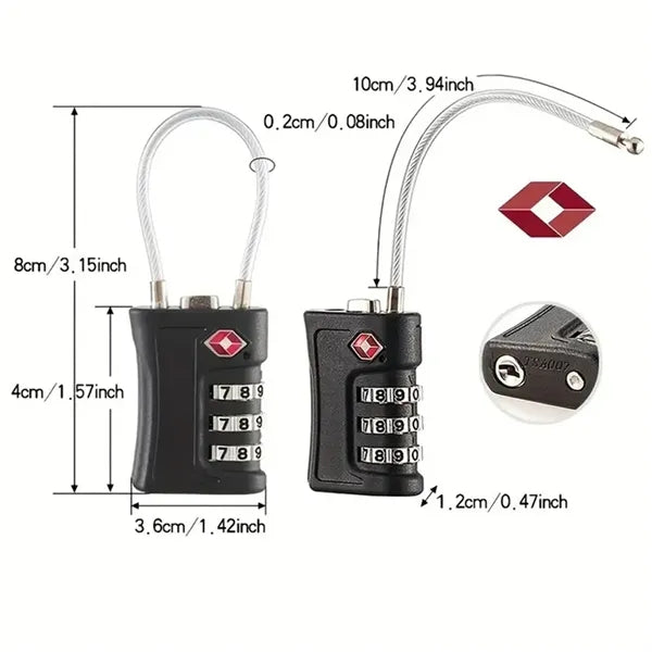 TSA 3-Bit Code Travel Luggage Suitcase Anti-theft Padlock