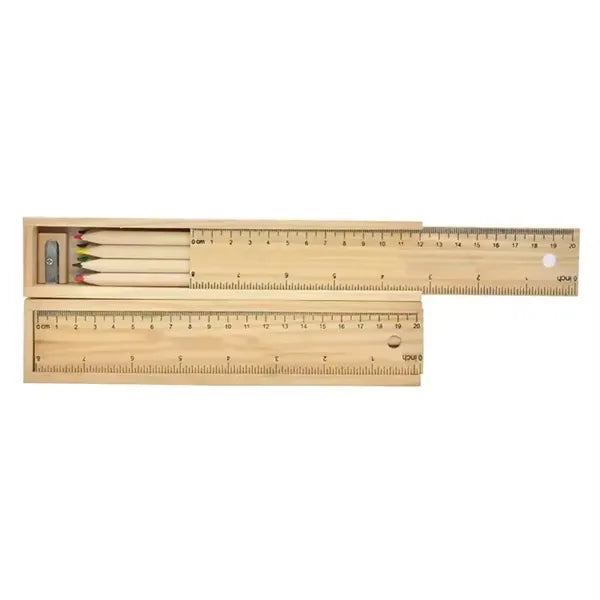 Wooden Drawing Sketch 12 Pieces Colors Pencil Ruler Box Set