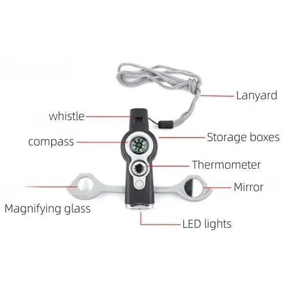 7-in-1 Emergency Survival Function Whistle