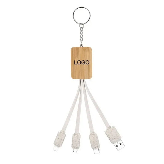 FREE SHIPPING Wheat Straw Bamboo 3 in 1 Charging cable