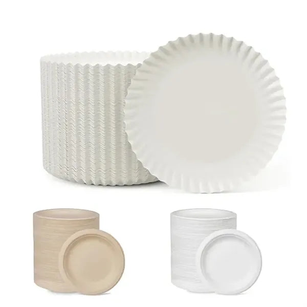Round White Paper Plate Heavy Duty Disposable Paper Plate
