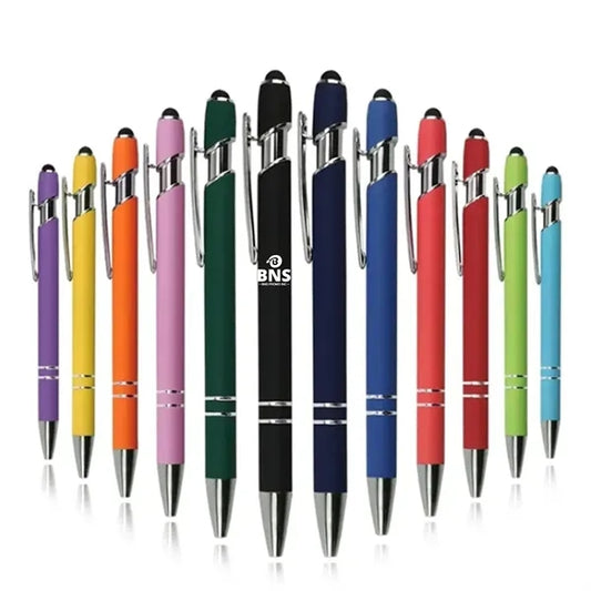 Rubberized Soft Touch Ballpoint Pen with Stylus Tip
