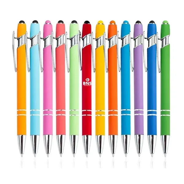 Rubberized Soft Touch Ballpoint Pen with Stylus Tip