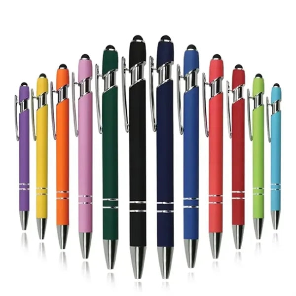 Rubberized Soft Touch Ballpoint Pen with Stylus Tip