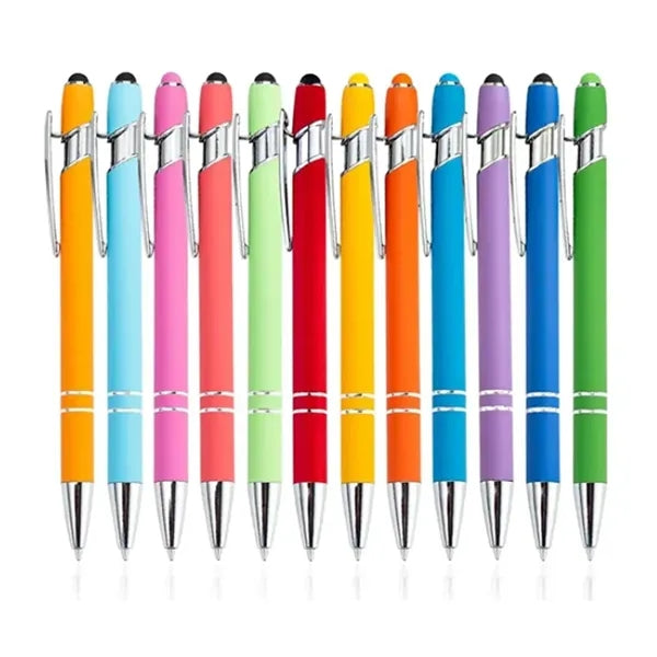 Rubberized Soft Touch Ballpoint Pen with Stylus Tip