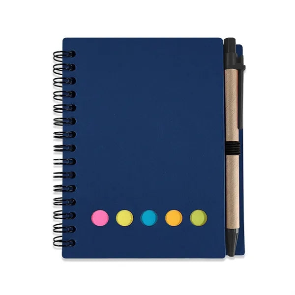 Colorful Cover Spiral Notebook with Pen and Sticky Notes