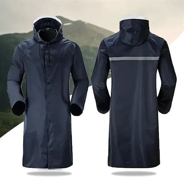 Waterproof Long Rain Jacket Lightweight Reflective Rainwear