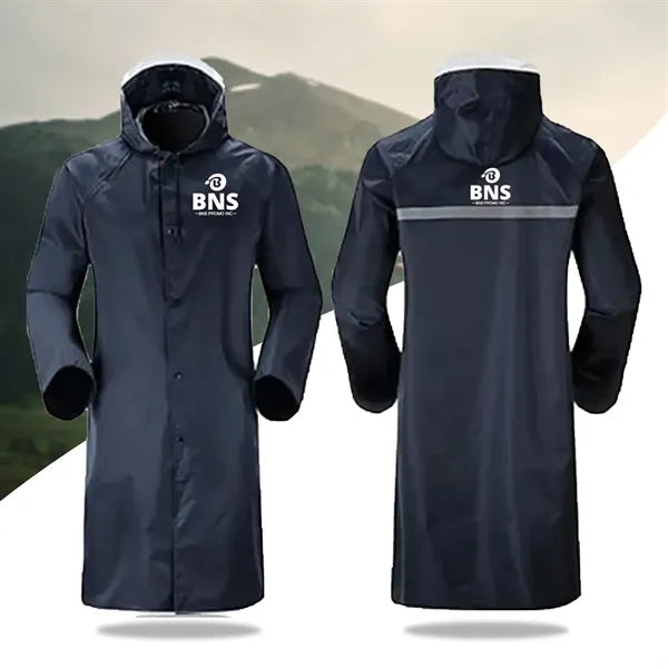 Waterproof Long Rain Jacket Lightweight Reflective Rainwear