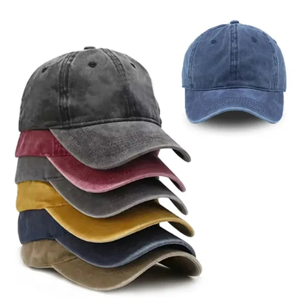 Vintage Washed Distressed Cotton Adjustable Unisex Dad-Cap