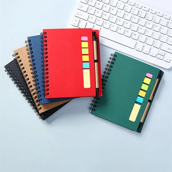 Spiral Notebook Sticky Notes Tabs with Pen