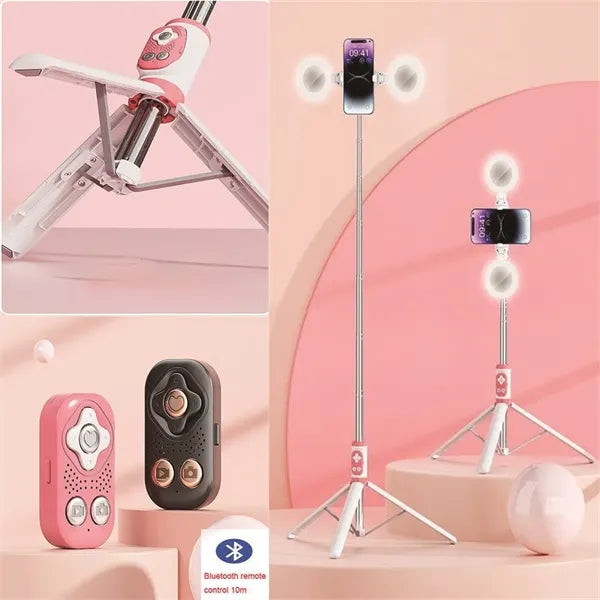 Integrated Mobile Selfie Stick Live Stream Tripod Fill Light