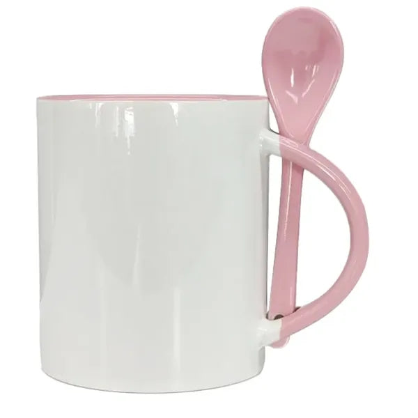 11 Oz. Ceramic Mugs with Spoon