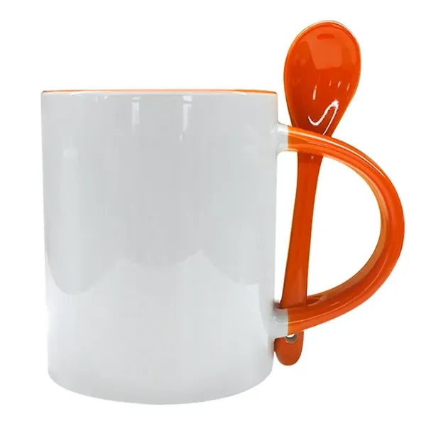 11 Oz. Ceramic Mugs with Spoon