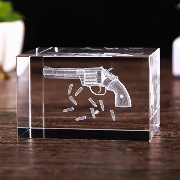 3D Laser Engraved Crystal Rectangular Cut Award