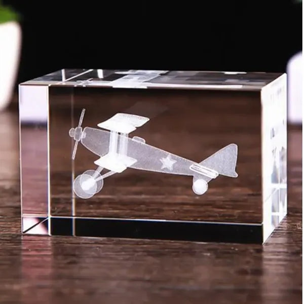 3D Laser Engraved Crystal Rectangular Cut Award