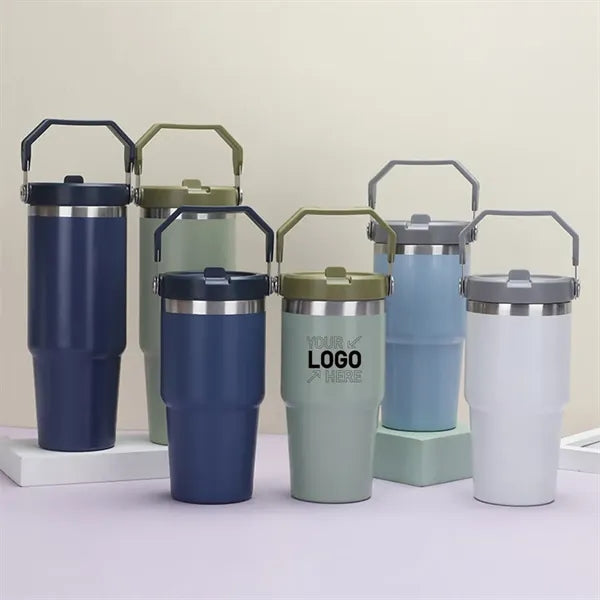 Vacuum insulated water bottle with straw