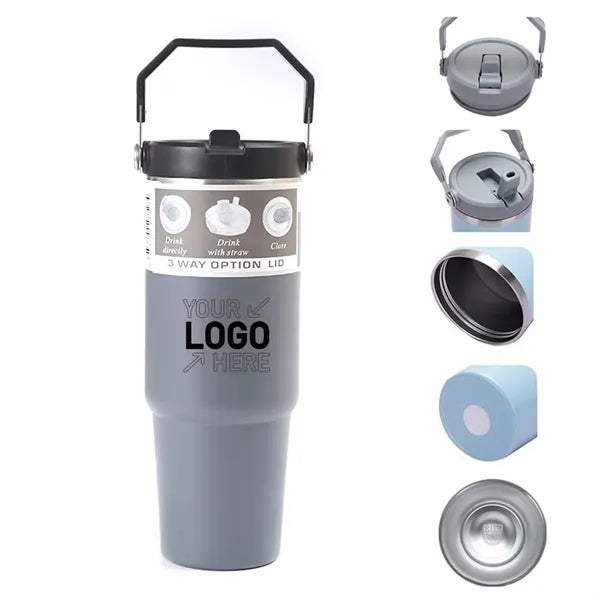 Vacuum insulated water bottle with straw