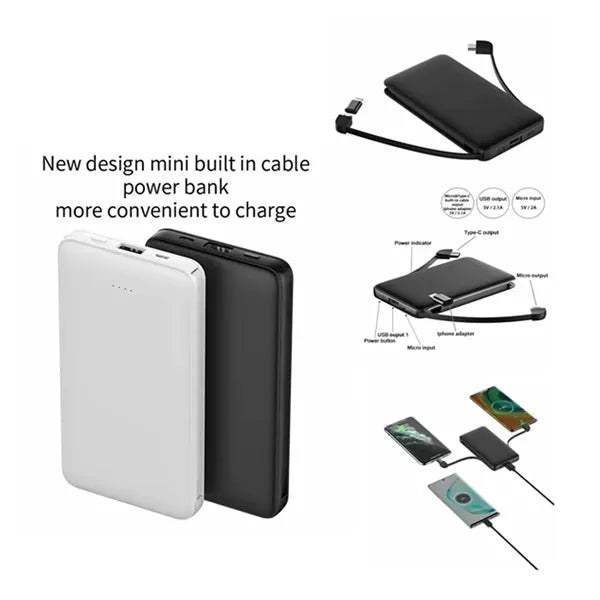 10000mah power bank with built in cables