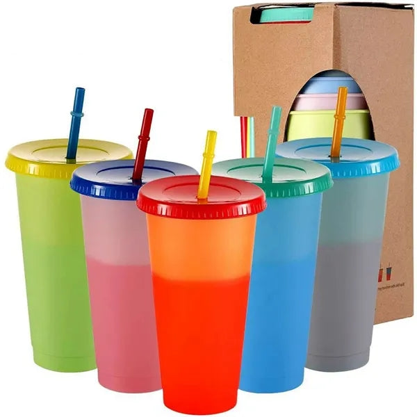24 oz Color Changing Cups with Straws