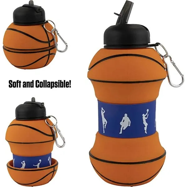 Collapsible Silicone Basketball Water Bottle