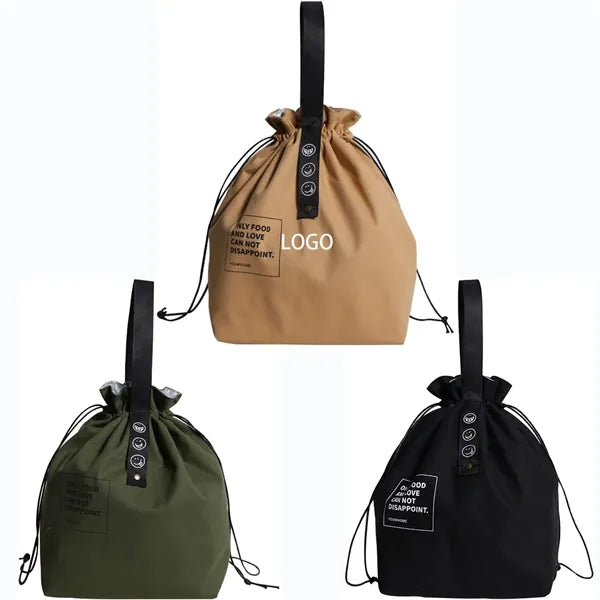 Canvas Drawstring Lunch Bag with Insulation