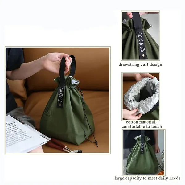 Canvas Drawstring Lunch Bag with Insulation