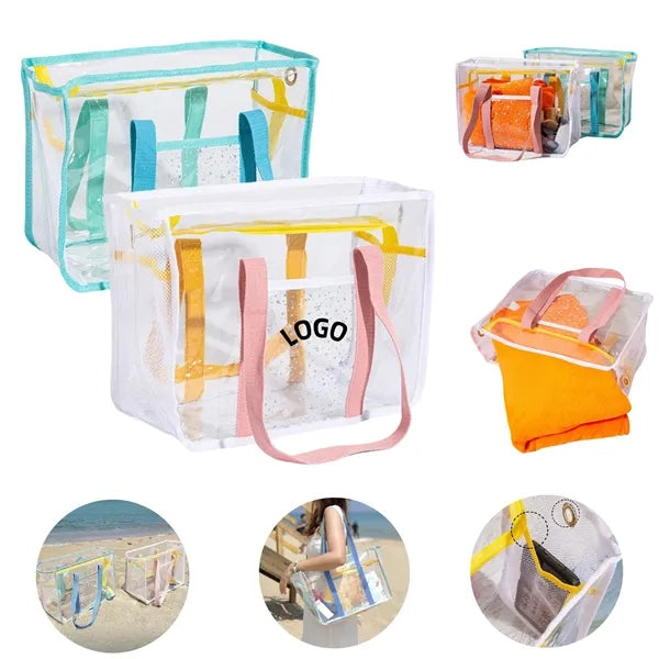 Large Capacity PVC Zipper Tote Beach Clear bag
