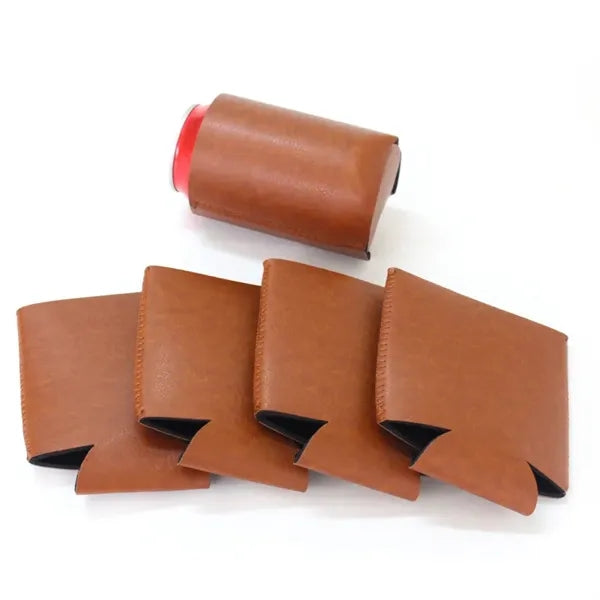 Premium PU Leather Debossed Can Holder