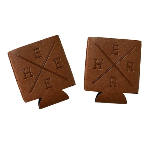 Premium PU Leather Debossed Can Holder