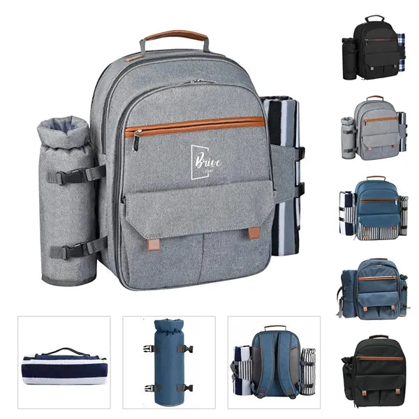 Picnic Backpack with Cooler Bag, Wine Pouch, Blanket