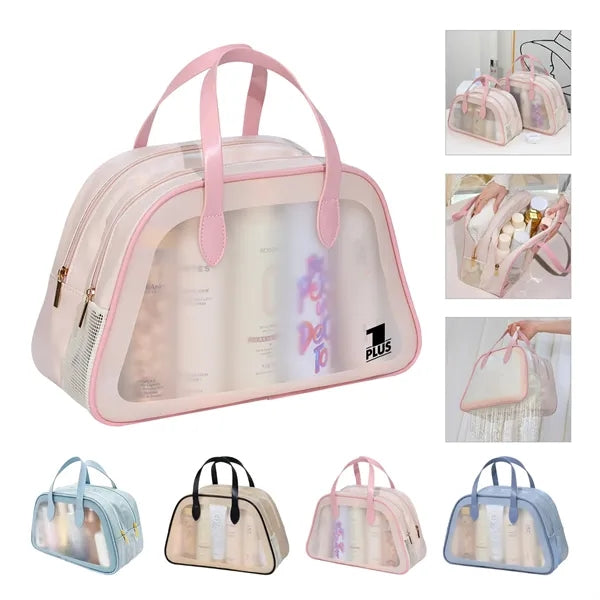 Dry Wet Toiletry Bag Clear Travel Makeup Pouch with Handle